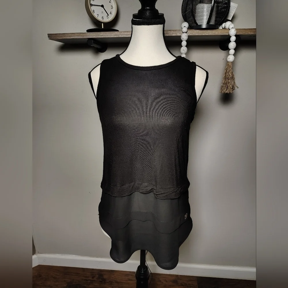 Michael Kors Elegant Black Layered Tank Top Size Small